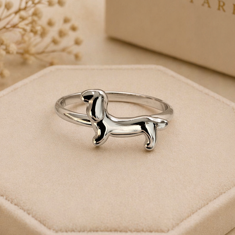 Anillo Perro Salchicha de Acero Inoxidable