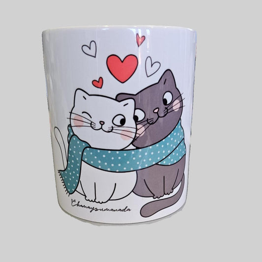 Taza San Gatenlín : "Si fueramos gatos tú serías...el amor de mis 7 vidas"