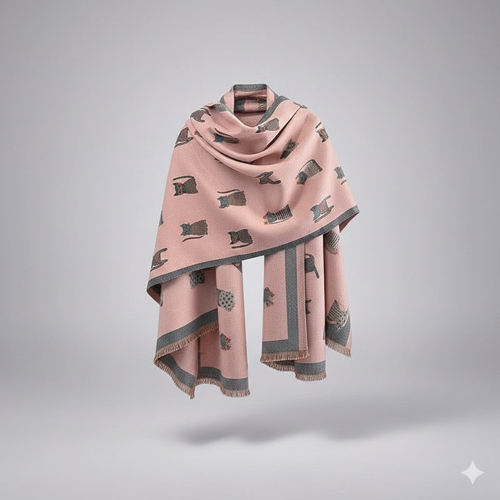 Bufanda Reversible Gatos – Color Gris