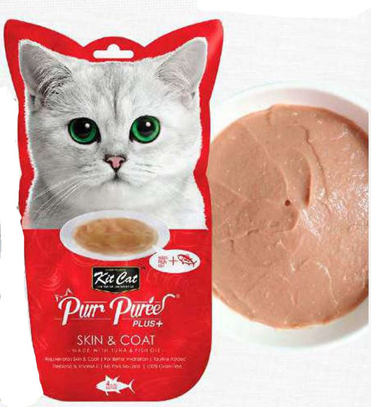 KIT CAT PURR PUREE+SKIN & COAT CON ATÚN & ACEITE DE PESCADO