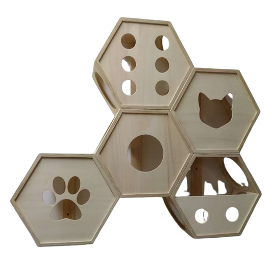 Mueble Hexagonal de colgar en pared para gatos