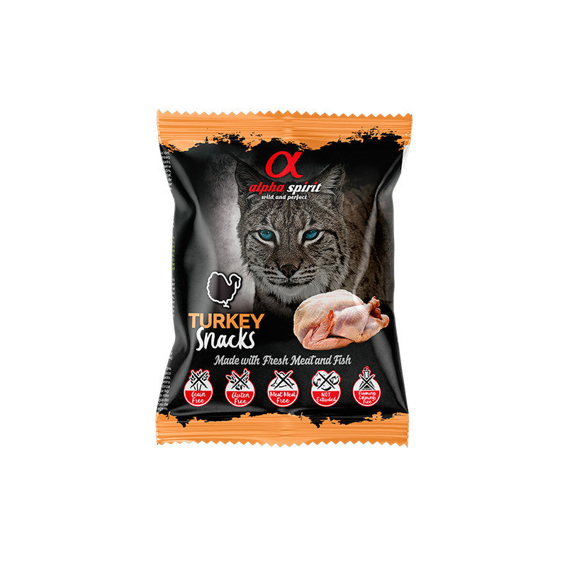 Alpha Spirit Snacks de Pavo gato (24 bolsas x 50g)