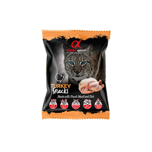 Alpha Spirit Snacks de Pavo gato (24 bolsas x 50g)