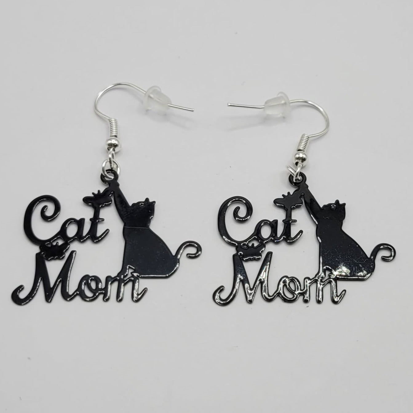 Pendientes de bisuteria en negro, Cat Mom